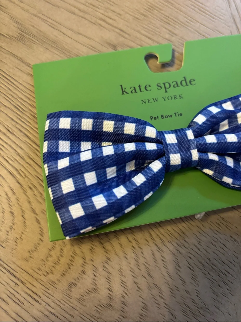 NWT kate spade new york Blue Gingham Plaid Dog Bow Tie Pet Dog Cat